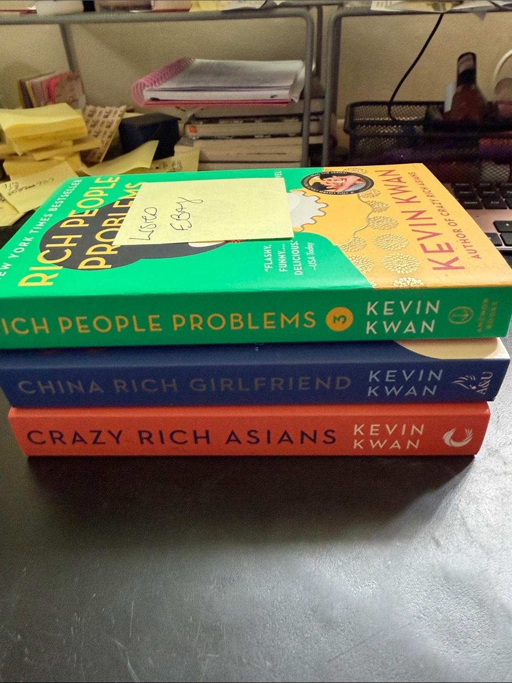 Source Unknown Kevin Kwan Trilogy Set — Green, Blue, Orange Spines